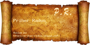 Priher Rados névjegykártya